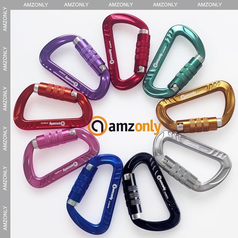 Amzonly 3inch Auto Locking Carabiner Clips Heavy Duty, 12KN /2697lbs Lightweight keychain carabiners, Sturdy Twist Lock Caribeeners for Camping Hiking Hammock Swing Backpack, dog leash and Harness etc - Image 4